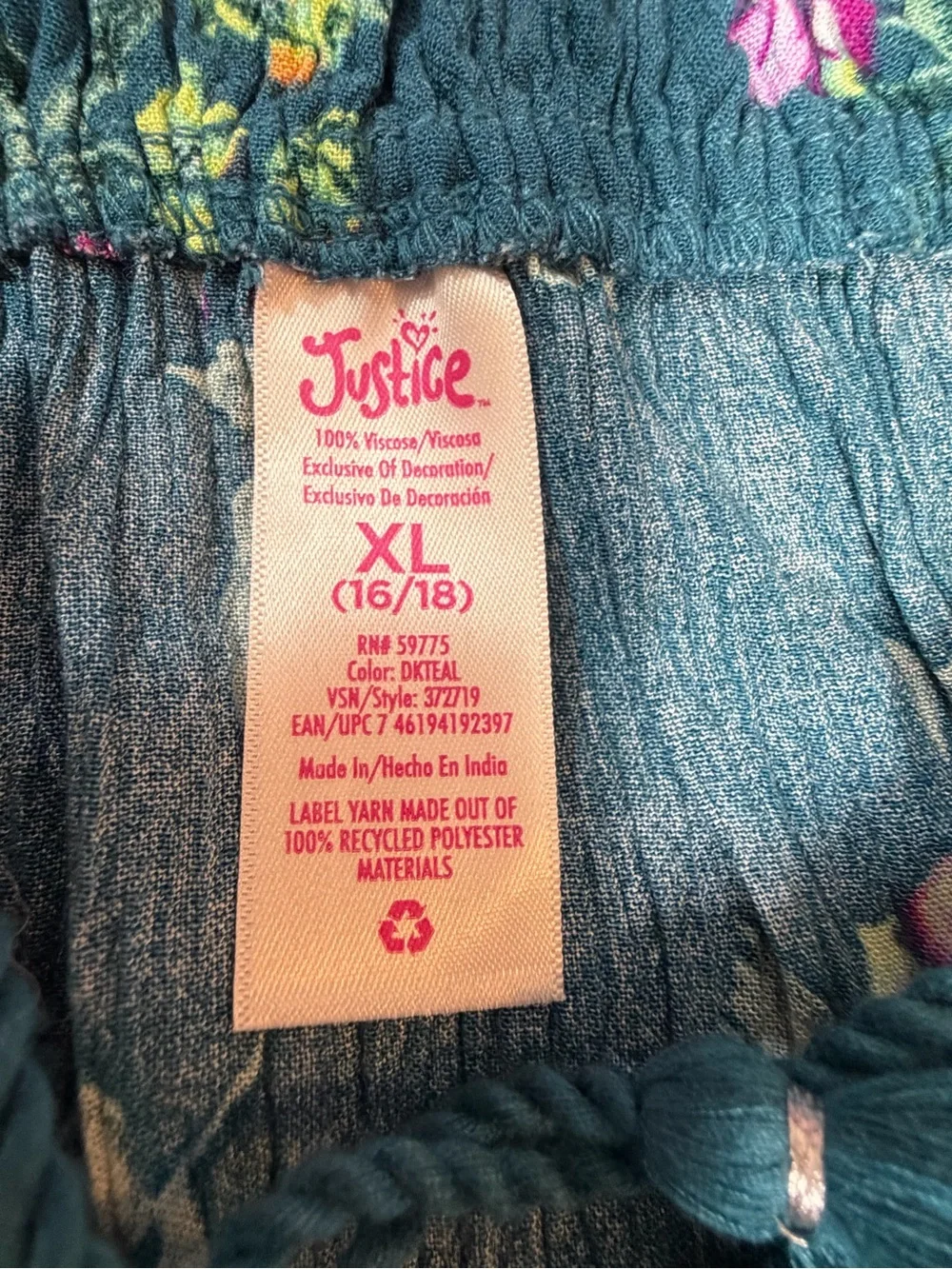 Justice Girls XL 16 18 Floral Boho Peasant Blouse Tassel Bell Sleeve Crochet Top